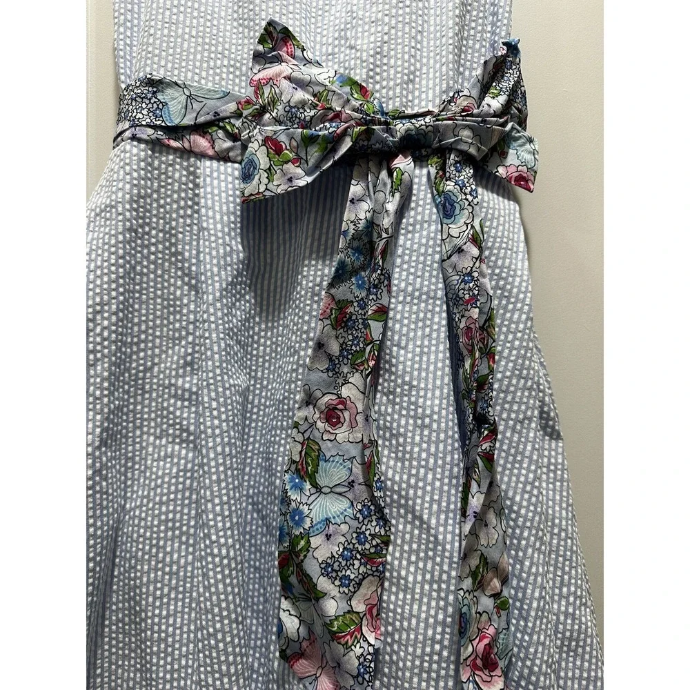 Rare Editions Girls Size 10 Dress Seersucker stripes and floral print